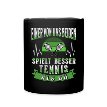 Tennis L’un de nous deux joue mieux au tennis - Mug uni - noir - Devant