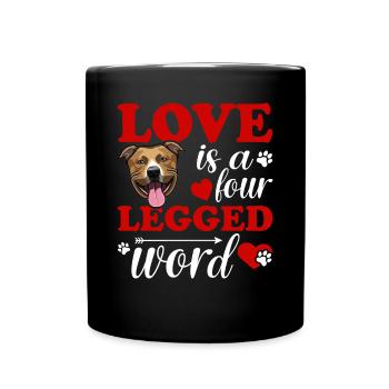 Staffordshire Terrier Liebe Vierbeiner Wort - Tasse einfarbig - Schwarz - Vorne