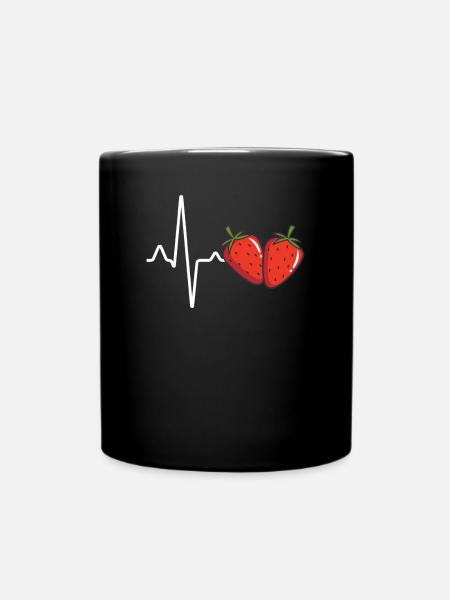 Strawberry Heartbeat - Full Colour Mug - black