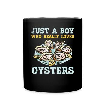 Just A Boy Who Really Loves Oysters Seafood Lover - Full Colour Mug - black - Front