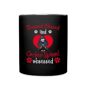 Bienheureux Cocker Épagneul Obsédé Drôle - Mug uni - noir - Devant