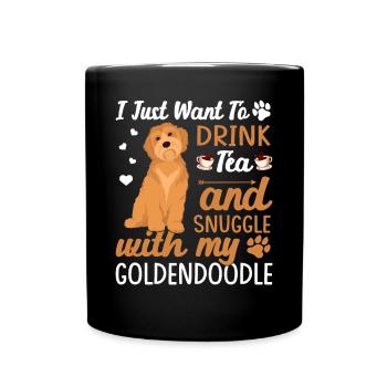 Trinken Sie Tee Und Kuscheln Sie Mit Goldendoodle - Tasse einfarbig - Schwarz - Vorne
