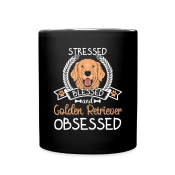 Bienheureux Golden Retriever Obsédé Drôle - Mug uni - noir - Devant