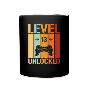 13. Geburtstag Level 13 unlocked - Tasse einfarbig - Schwarz - Vorne