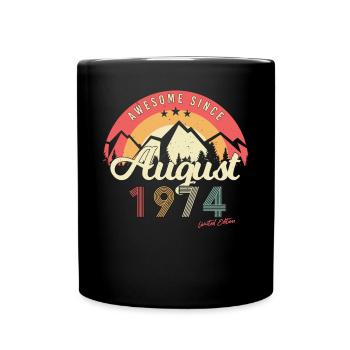 Geboren 1974 Im August - Tasse einfarbig - Schwarz - Vorne