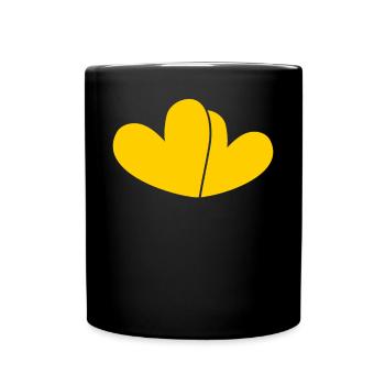 Two Yellow Hearts - Full Colour Mug - black - Front
