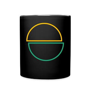 Half Circles Yellow And Green Design - Full Colour Mug - black - Front
