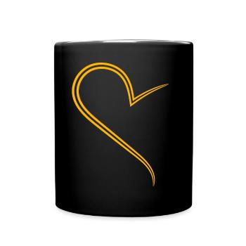 Halbes Gelbes Herz Simples Design - Tasse einfarbig - Schwarz - Vorne