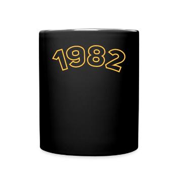 1982 Jahreszahl Gelb - Tasse einfarbig - Schwarz - Vorne