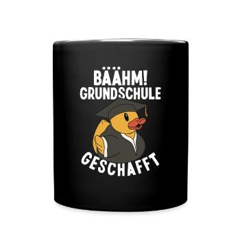 Bäähm, Grundschule geschafft, Schulkind, 4. Klasse - Tasse einfarbig - Schwarz - Vorne