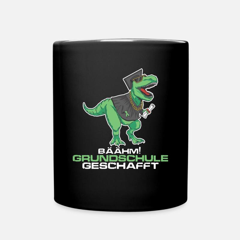 Grundschule geschafft, Schulkind Geschenkidee Dino - Tasse einfarbig - Schwarz