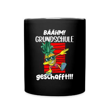 Grundschule geschafft, Schulkind, Geschenkidee - Tasse einfarbig - Schwarz - Vorne