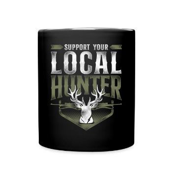 Buck Deer Hunting Hunter Vintage - Full Colour Mug - black - Front