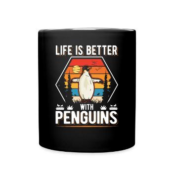 Life is better with Penguins Penguin - Full Colour Mug - black - Front