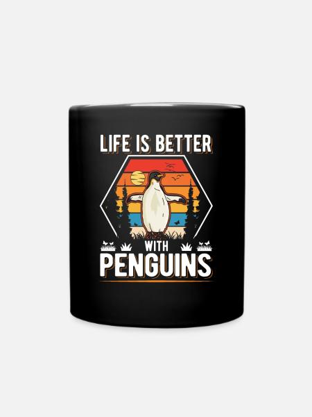 Life is better with Penguins Pinguin - Enfärgad mugg - svart