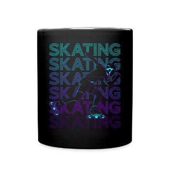 Schlittschuhlaufen Skater Skate Retro - Tasse einfarbig - Schwarz - Vorne
