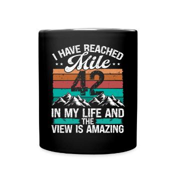 42 Year Old Hiker Mountains Hiking 42 Birthday - Tasse einfarbig - Schwarz - Vorne