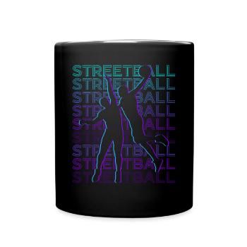 Streetball Spieler Retro - Tasse einfarbig - Schwarz - Vorne
