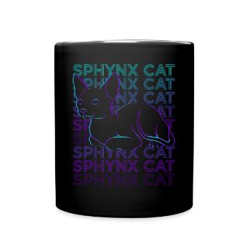Sphynx Katze Retro - Tasse einfarbig - Schwarz - Vorne