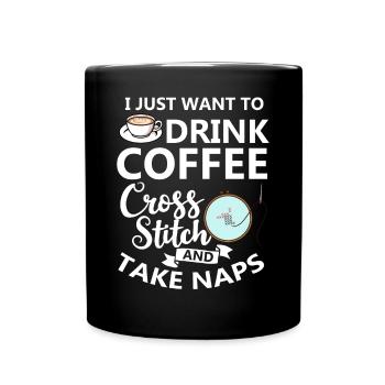 Cross Stitch Pattern Cross Stitch Needles Embroidery Weaving - Full Colour Mug - black - Front