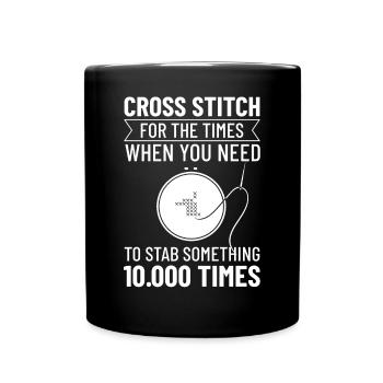 Cross Stitch Pattern Cross Stitch Needles Embroidery Weaving - Full Colour Mug - black - Front