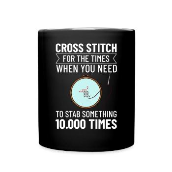 Cross Stitch Pattern Cross Stitch Needles Embroidery Weaving - Full Colour Mug - black - Front