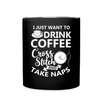 Cross Stitch Pattern Cross Stitch Needles Embroidery Weaving - Full Colour Mug - black - Front