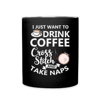 Cross Stitch Pattern Cross Stitch Needles Embroidery Weaving - Full Colour Mug - black - Front