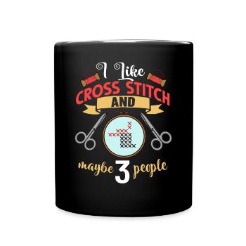 Cross Stitch Pattern Cross Stitch Needles Embroidery Weaving - Full Colour Mug - black - Front
