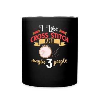 Cross Stitch Pattern Cross Stitch Needles Embroidery Weaving - Full Colour Mug - black - Front
