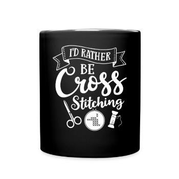 Cross Stitch Pattern Cross Stitch Needles Embroidery Weaving - Full Colour Mug - black - Front
