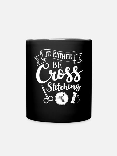 Point de croix Motif Point de croix Aiguilles Broderie Tissage - Mug uni - noir