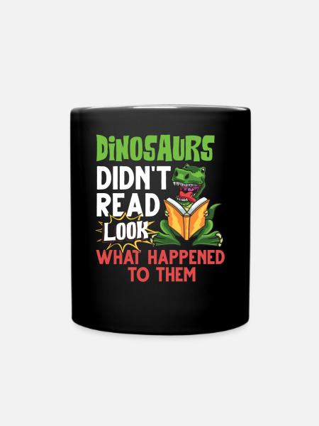 Dinosaurier Buch Lesen Dino Lesen Lustige Leser - Tasse einfarbig - Schwarz