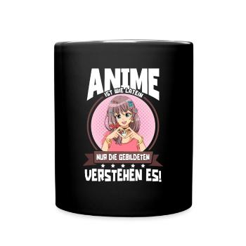 Anime Saying Weeb Otaku Anime is like Latin - Full Colour Mug - black - Front