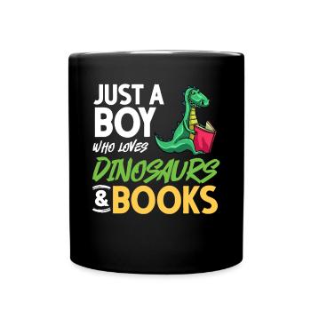 Dinosaur Book Read Dino Read Funny Readers - Full Colour Mug - black - Front