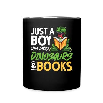 Dinosaur Book Read Dino Read Funny Readers - Full Colour Mug - black - Front