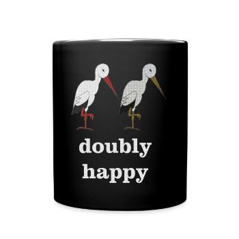 cigogne doublement heureuse - Mug uni - noir - Devant