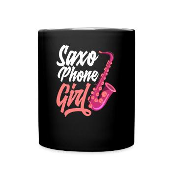 Saxophon Mädchen Jazz Saxophone Girl - Full Colour Mug - black - Front