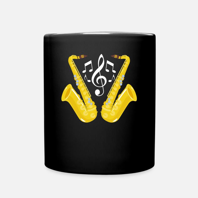Saxophone Jazz - Full Colour Mug - black