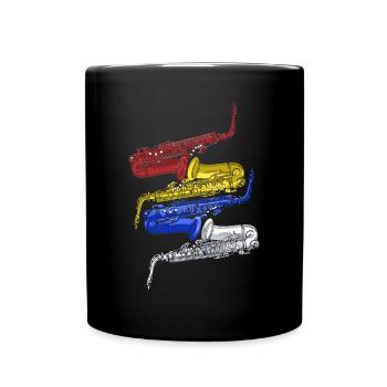 Saxophon Jazz - Tasse einfarbig - Schwarz - Vorne
