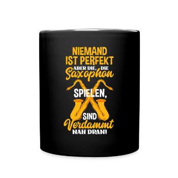 Lustiges Saxophon Geschenk - Tasse einfarbig - Schwarz - Vorne