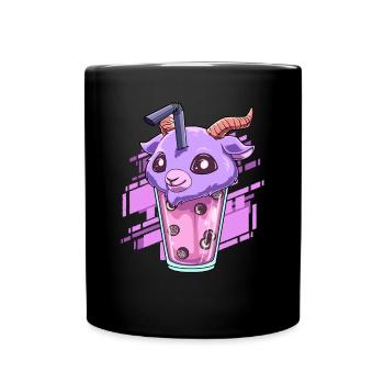Boba Tea Pastell Goth Style - Kawaii Bubble Tee - Tasse einfarbig - Schwarz - Vorne