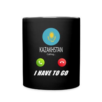 Kasachstan ruft an Lusiger Flaggen Spruch - Tasse einfarbig - Schwarz - Vorne