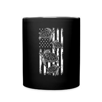 Tortues tortues drapeau américain - Mug uni - noir - Devant