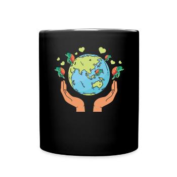 Erde Schildkrötenherzen Umwelt Erde Tag - Tasse einfarbig - Schwarz - Vorne