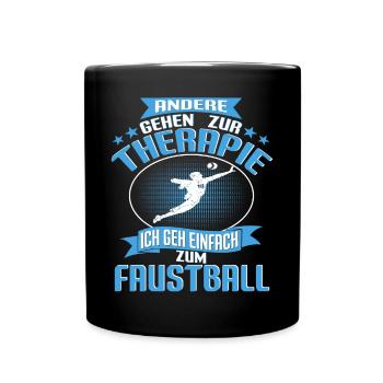 Faustball Andere gehen zur Therapie - Tasse einfarbig - Schwarz - Vorne
