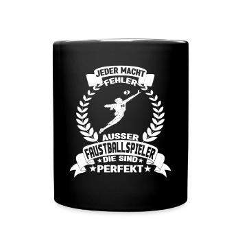 Faustball Alle machen Fehler - Tasse einfarbig - Schwarz - Vorne
