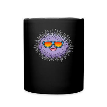 Lustiger Seeigel mit Sonnenbrille Lustiger Seeigel - Tasse einfarbig - Schwarz - Vorne