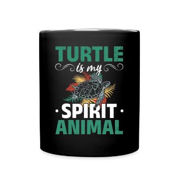 La tortue est mon animal d’ — Tortue douce - Mug uni - noir - Devant