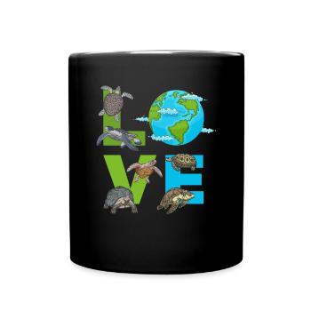 LOVE Turtles Earth Day Turtle Environment Save - Full Colour Mug - black - Front